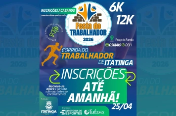 ÚLTIMAS HORAS! INSCRIÇÕES ENCERRAM AMANHÃ (25/04) 