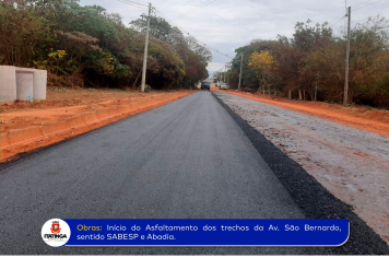 Início do Asfaltamento dos Trechos da Av. São Bernardo sentido SABESP E Abadia