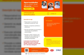 Oportunidade de Emprego em Itatinga
