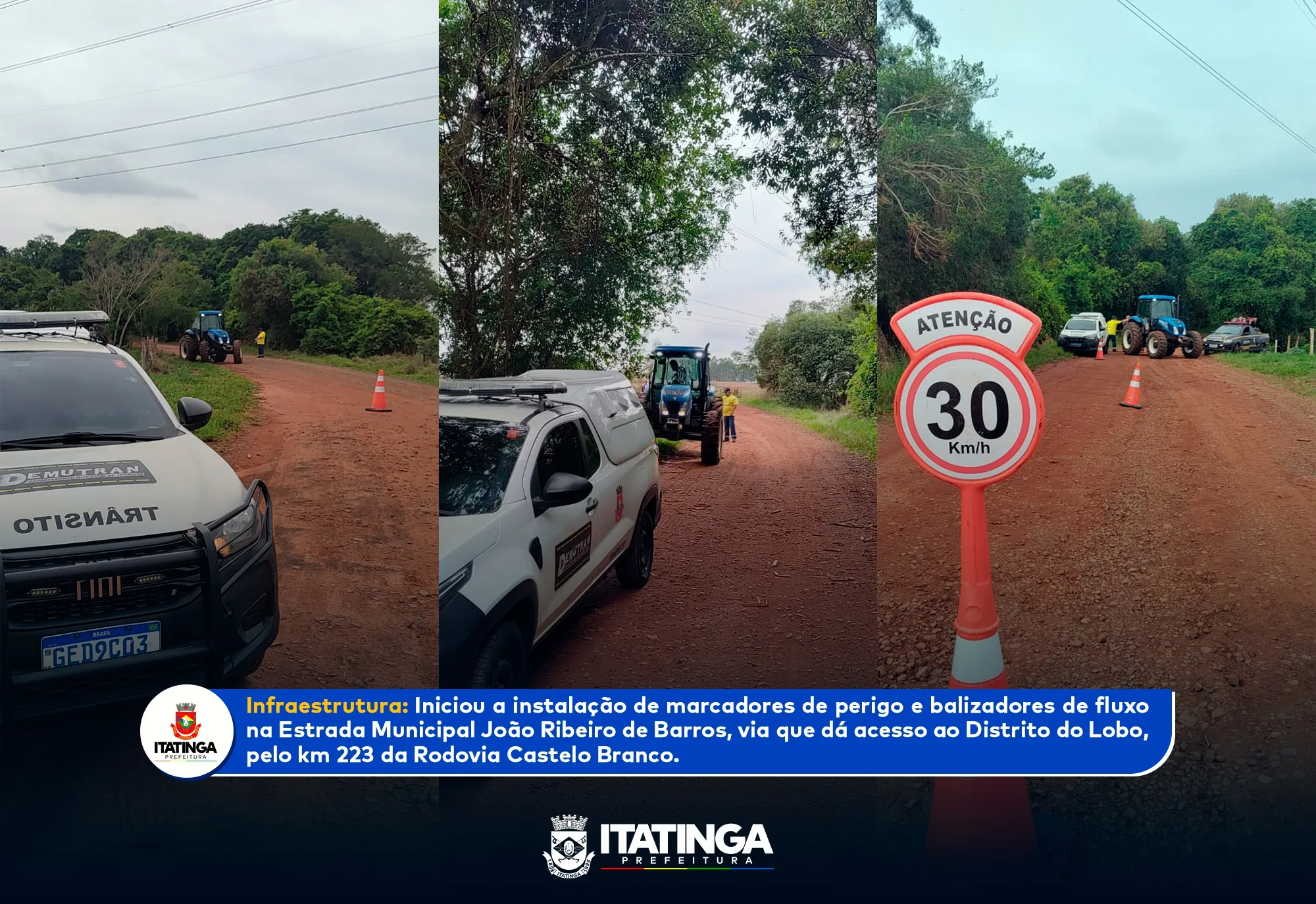 DEMUTRAN realiza instalação de dispositivos de segurança na estrada de acesso ao Distrito do Lobo
