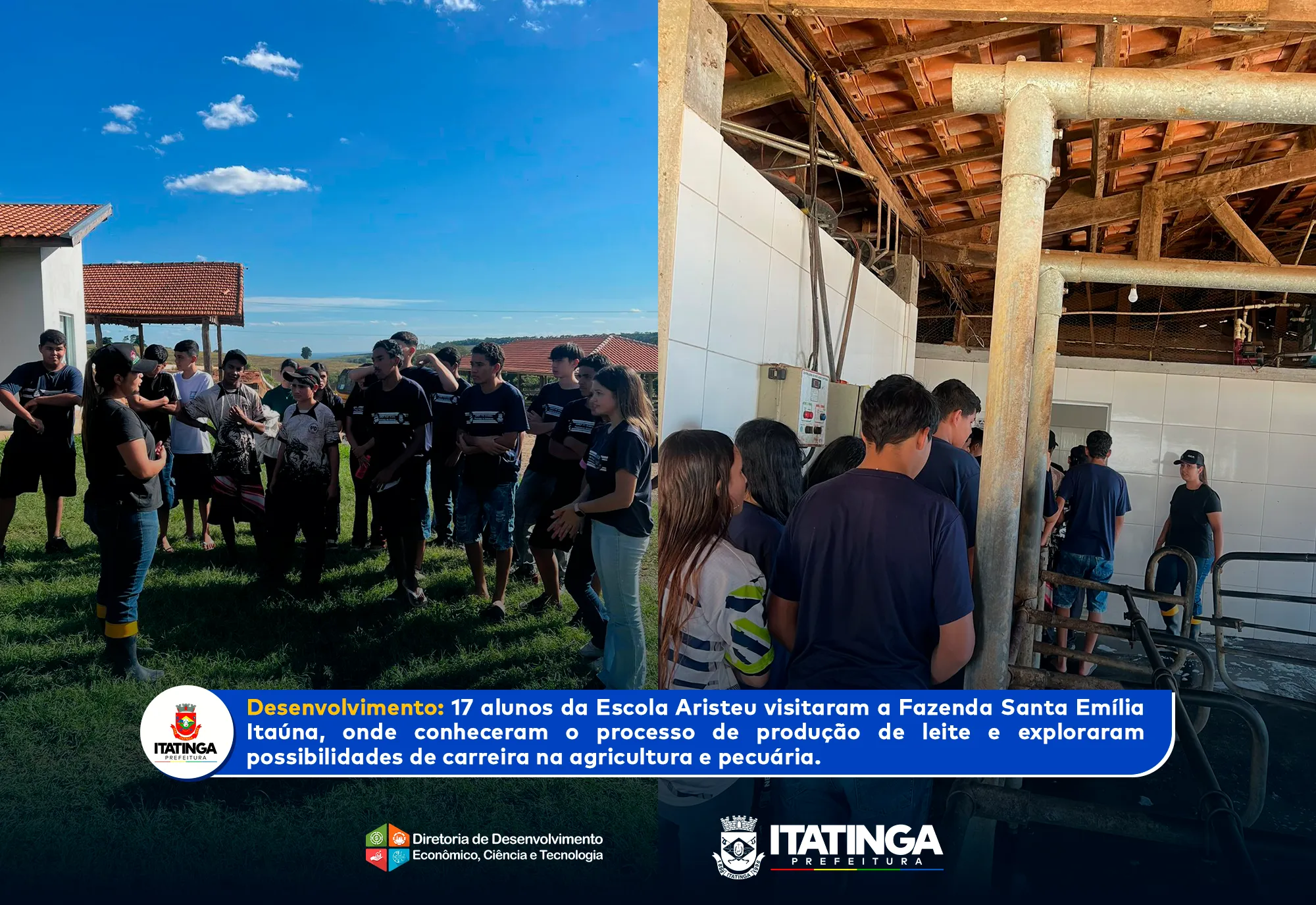Visita técnica com os alunos da Escola Aristeu à Fazenda Santa Emília Itaúna