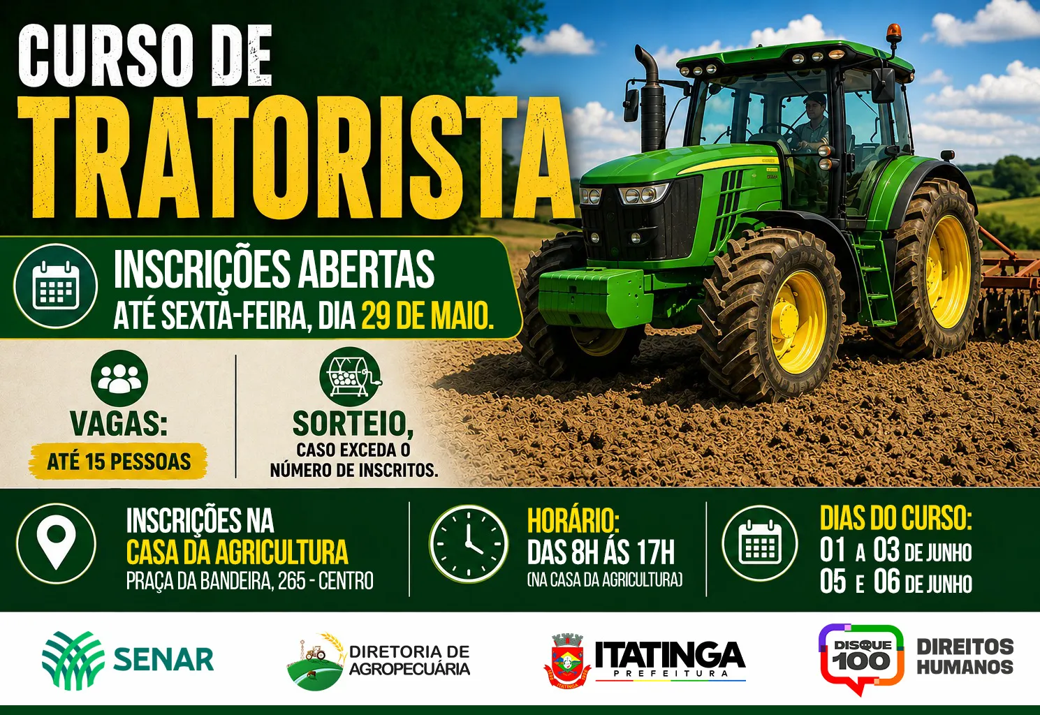 Curso de Tratorista – Inscrições Abertas