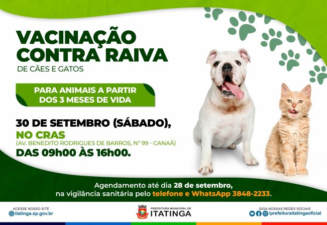 VACINAÇÃO CONTRA RAIVA - SETEMBRO