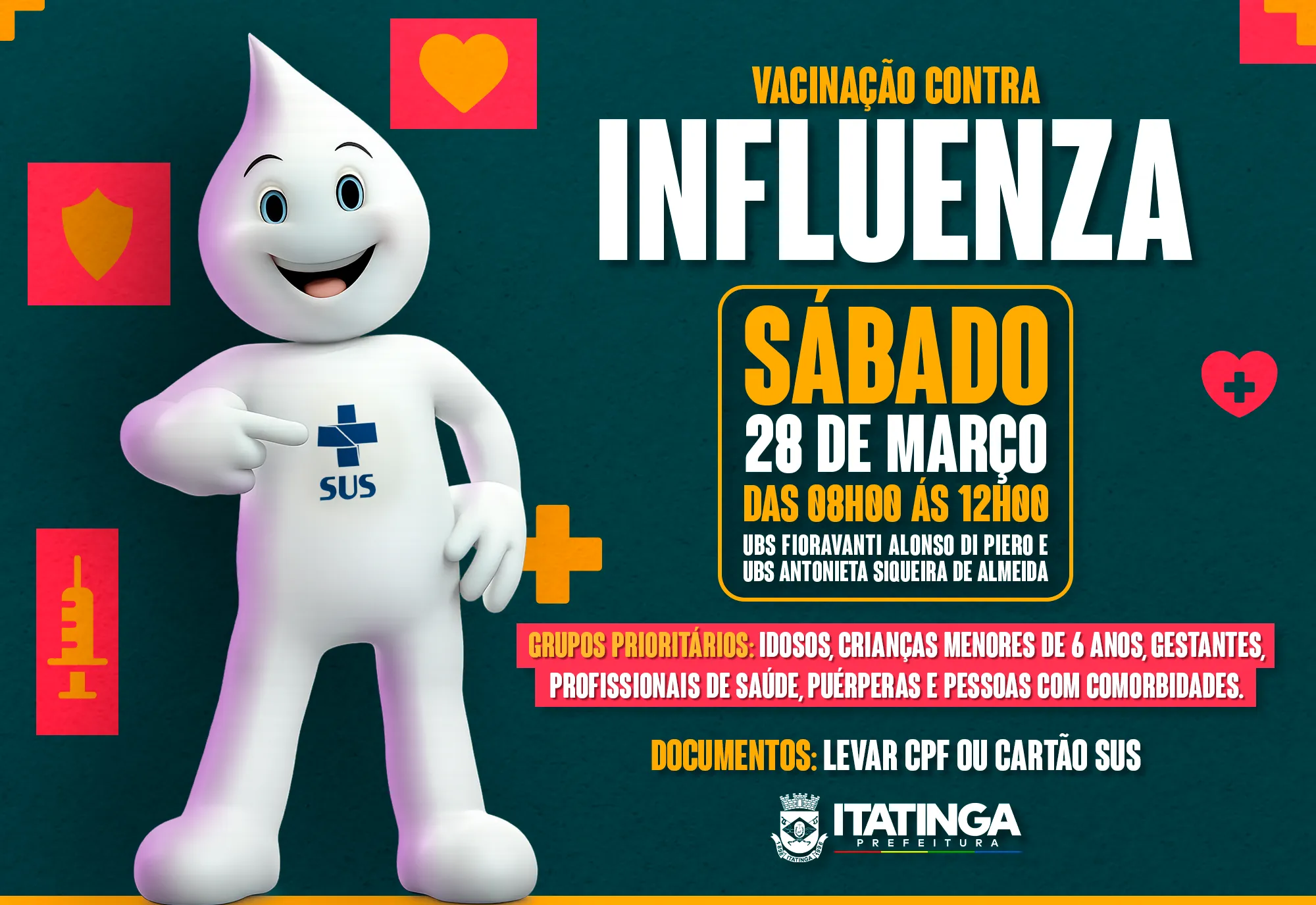 Vacinação contra a Influenza – Atendimento neste sábado