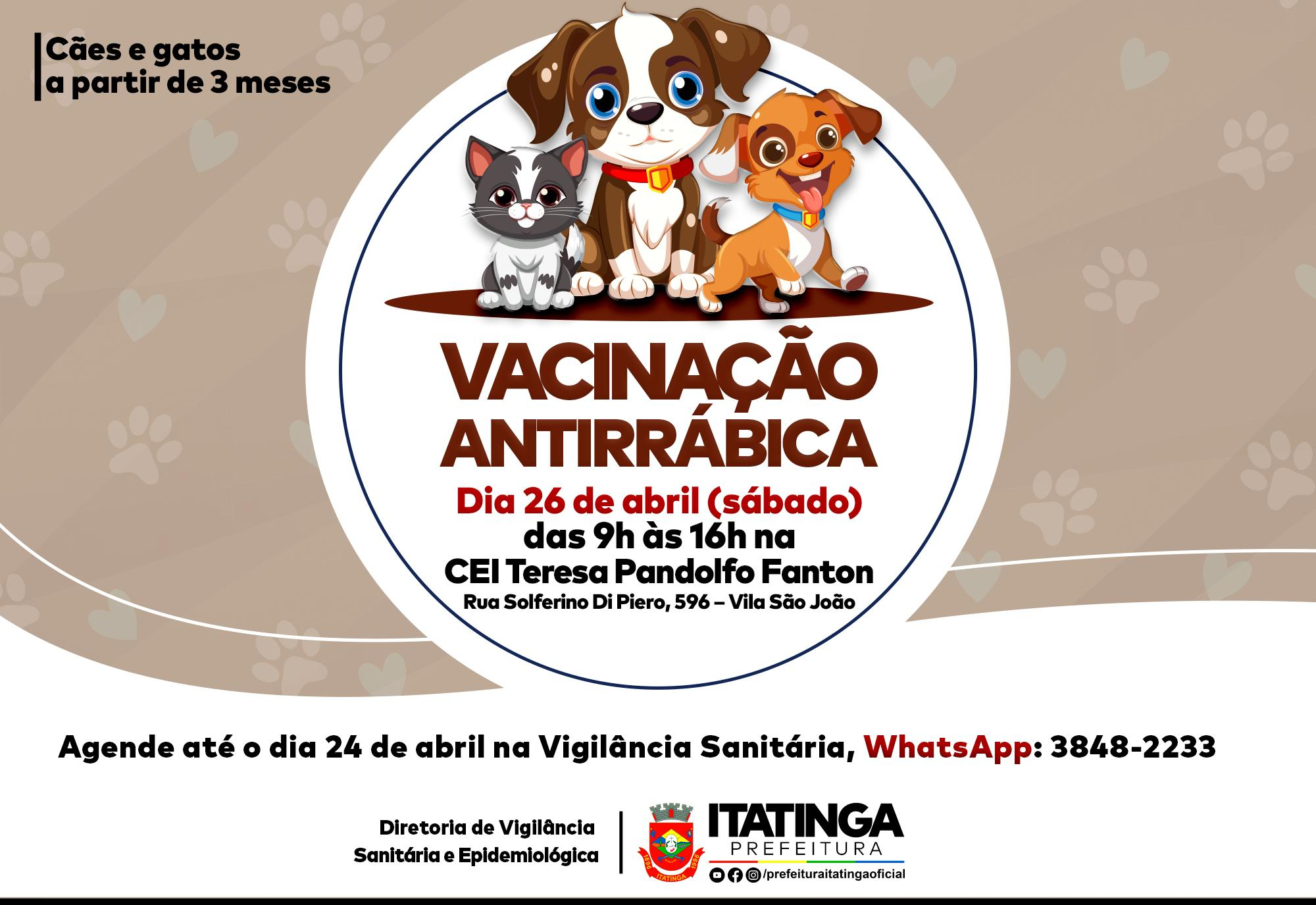 VACINAÇÃO CONTRA RAIVA - ABRIL