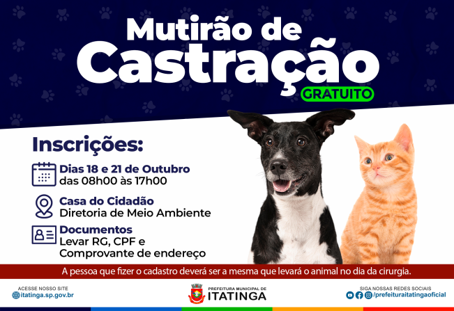 Mutirão de Castração Gratuito! 