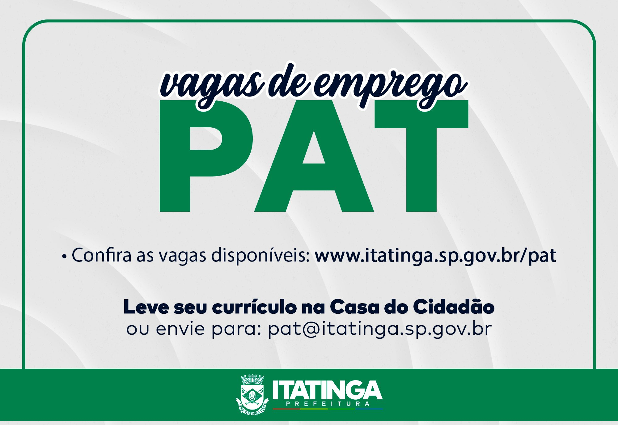  VAGAS DE EMPREGO – PAT ITATINGA 