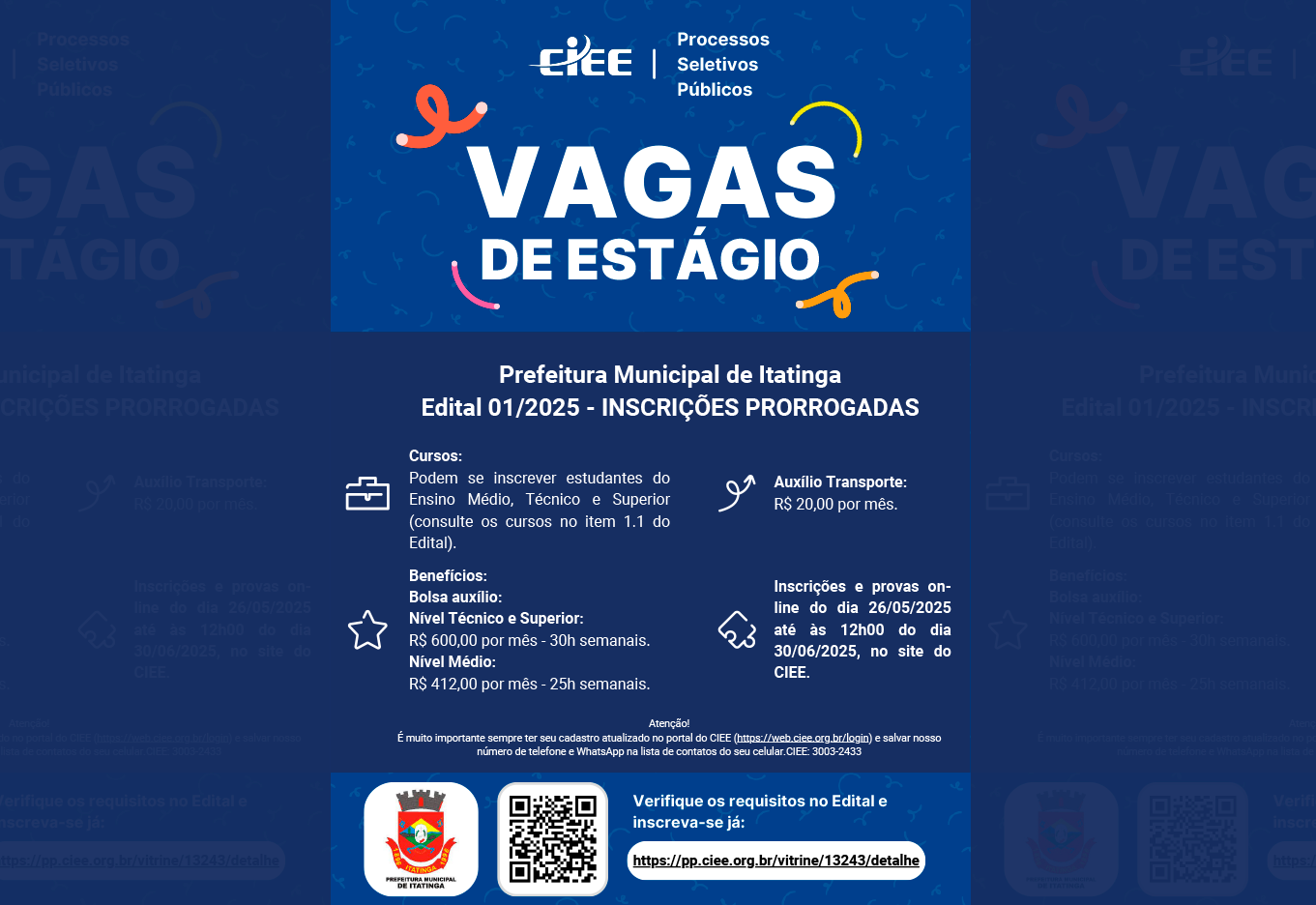 ATENÇÃO, ESTUDANTES! PRAZO PRORROGADO!