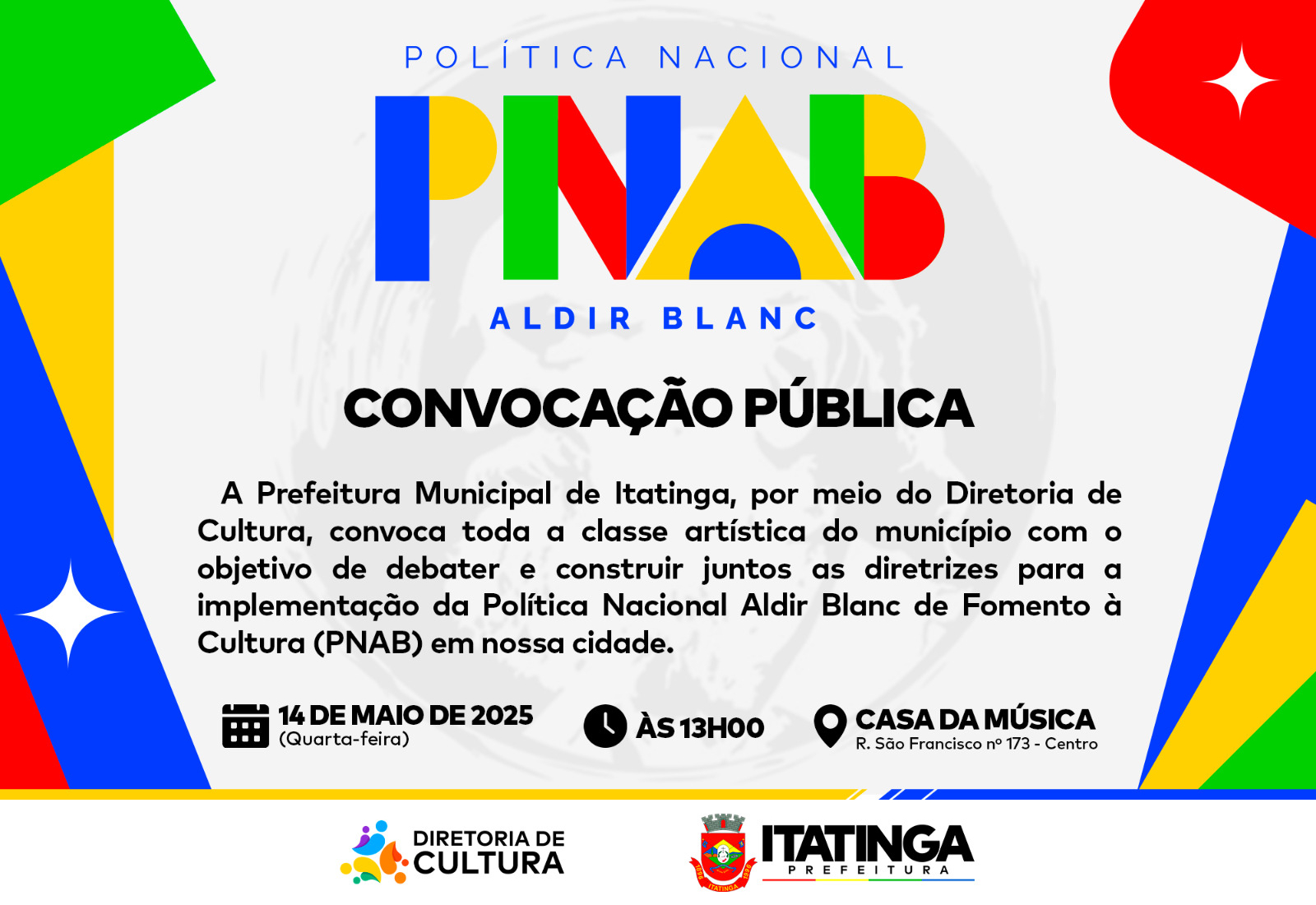 CONVOCAÇÃO PÚBLICA – CLASSE ARTÍSTICA DE ITATINGA