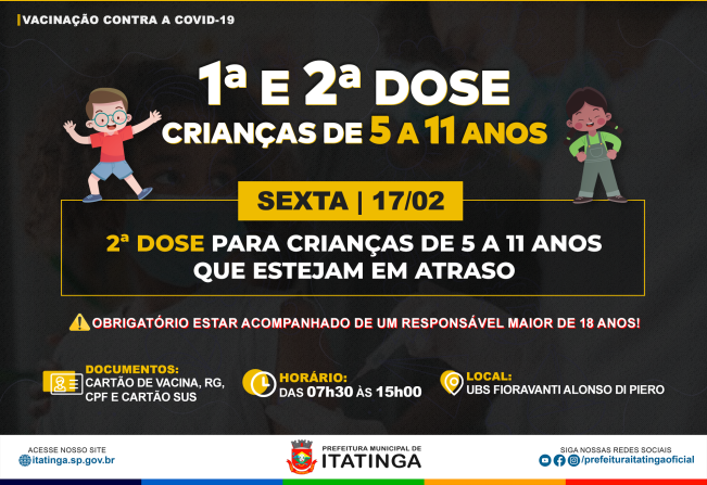 1ª e 2ª DOSE VACINAÇÃO INFANTIL