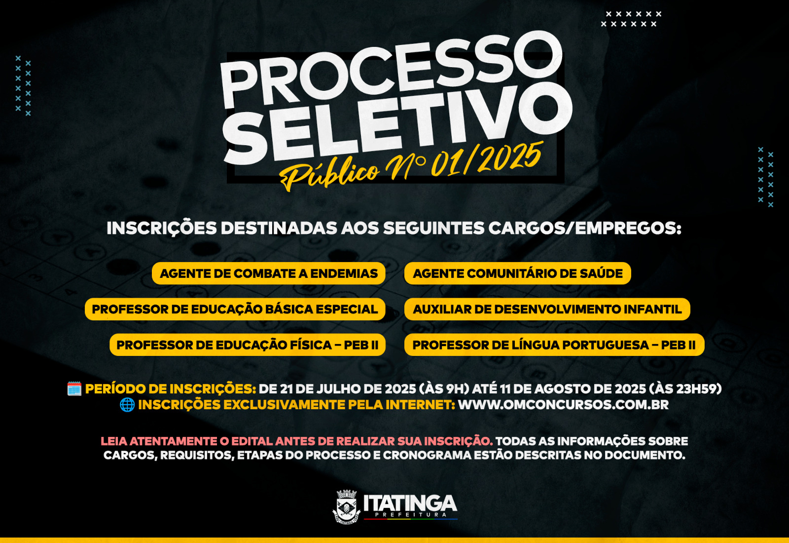 VEM AÍ O PROCESSO SELETIVO PÚBLICO Nº 01/2025