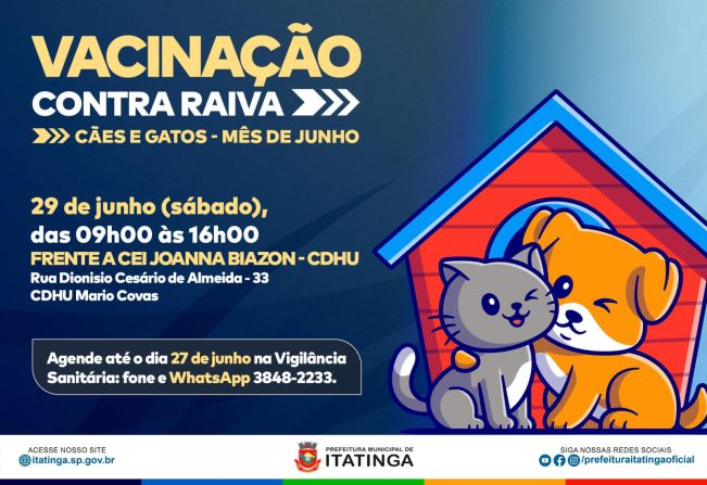 VACINAÇÃO CONTRA RAIVA - JUNHO