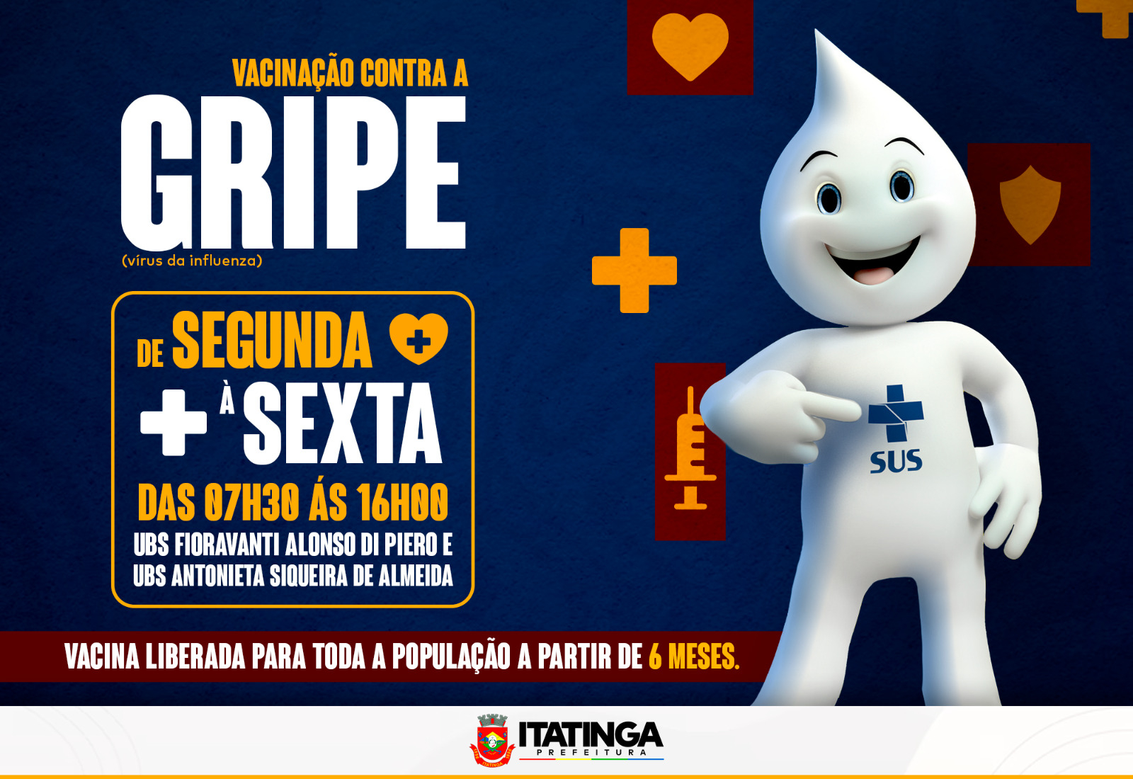 Prefeitura de Itatinga informa: Vacinação contra a Gripe