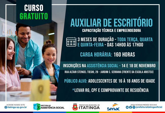 Curso Profissionalizante de Auxiliar de Escritório!