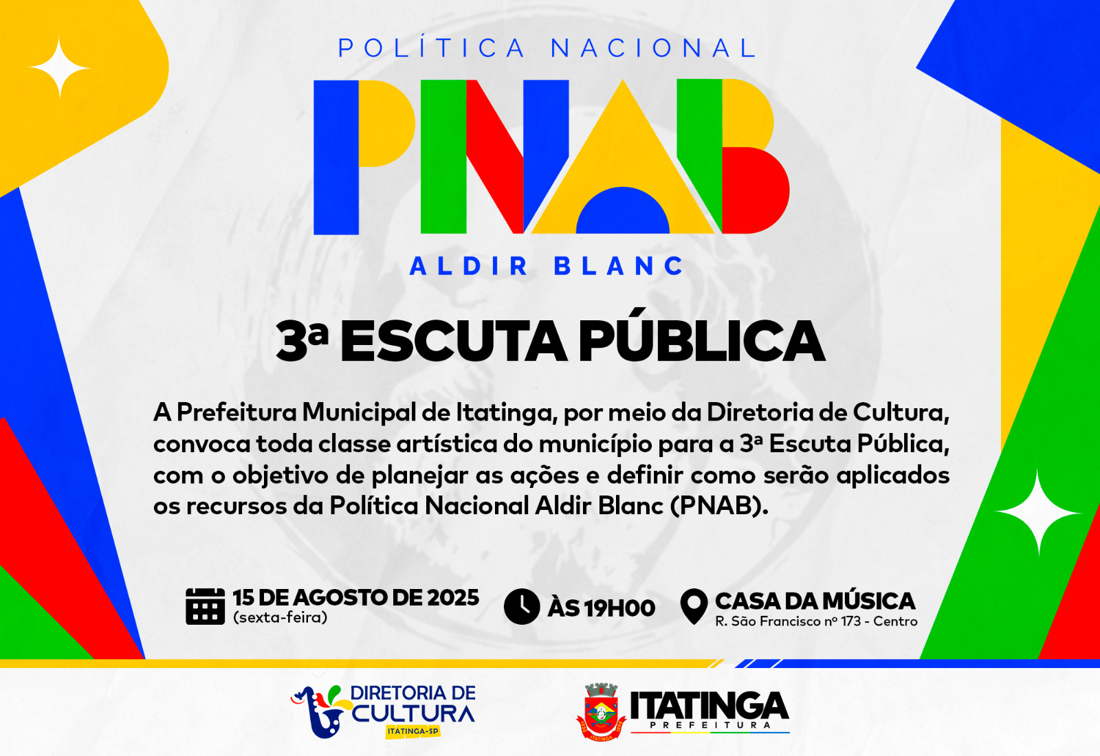 Atenção, classe artística de Itatinga!